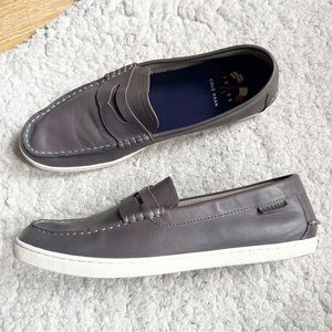 Cole Haan Gray Leather Slip on Boat Style Penny Loafers Size 13M Style C21260